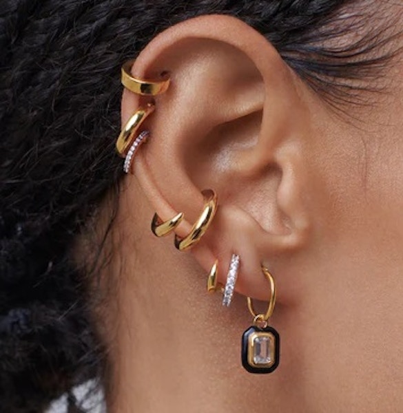 Missoma Enamel & Stone Charm Mini Hoop Earrings, £95