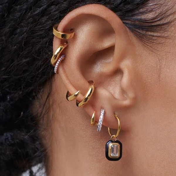 Missoma Enamel & Stone Charm Mini Hoop Earrings, £95