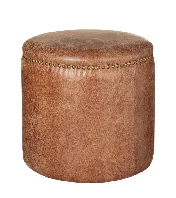 OKA Costellini Leather Ottoman – Aged Tobacco, £375