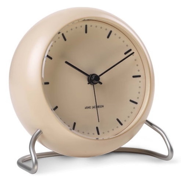 Arne Jacobsen AJ City Hall Table Clock With Alarm, Sandy Beige, £125