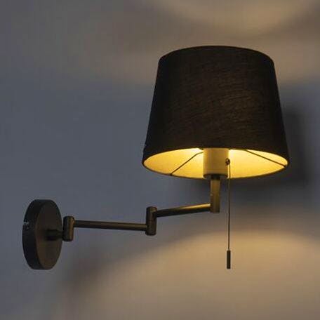 Lamp And Light Wall Lamp Black With Black Shade And Adjustable Arm, NOW £44.95