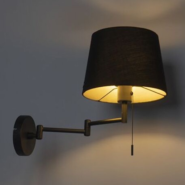 Lamp And Light Wall Lamp Black With Black Shade And Adjustable Arm, NOW £44.95