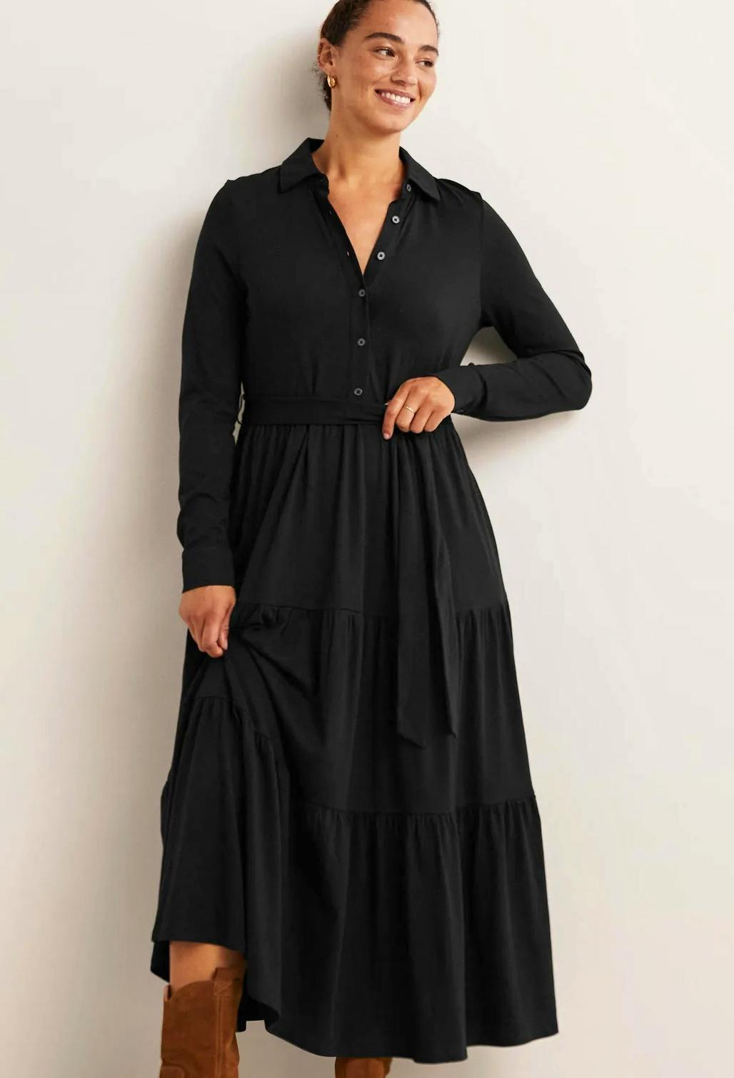 Boden Tiered Jersey Maxi Shirt Dress, £98