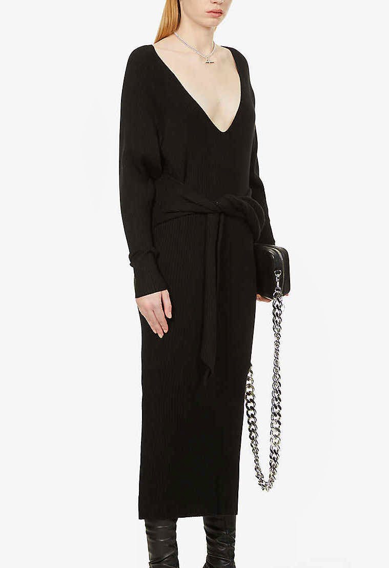 Good American Belted Ribbed Knitted Midi Dress, £130