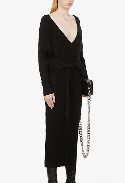 Good American Belted Ribbed Knitted Midi Dress, £130