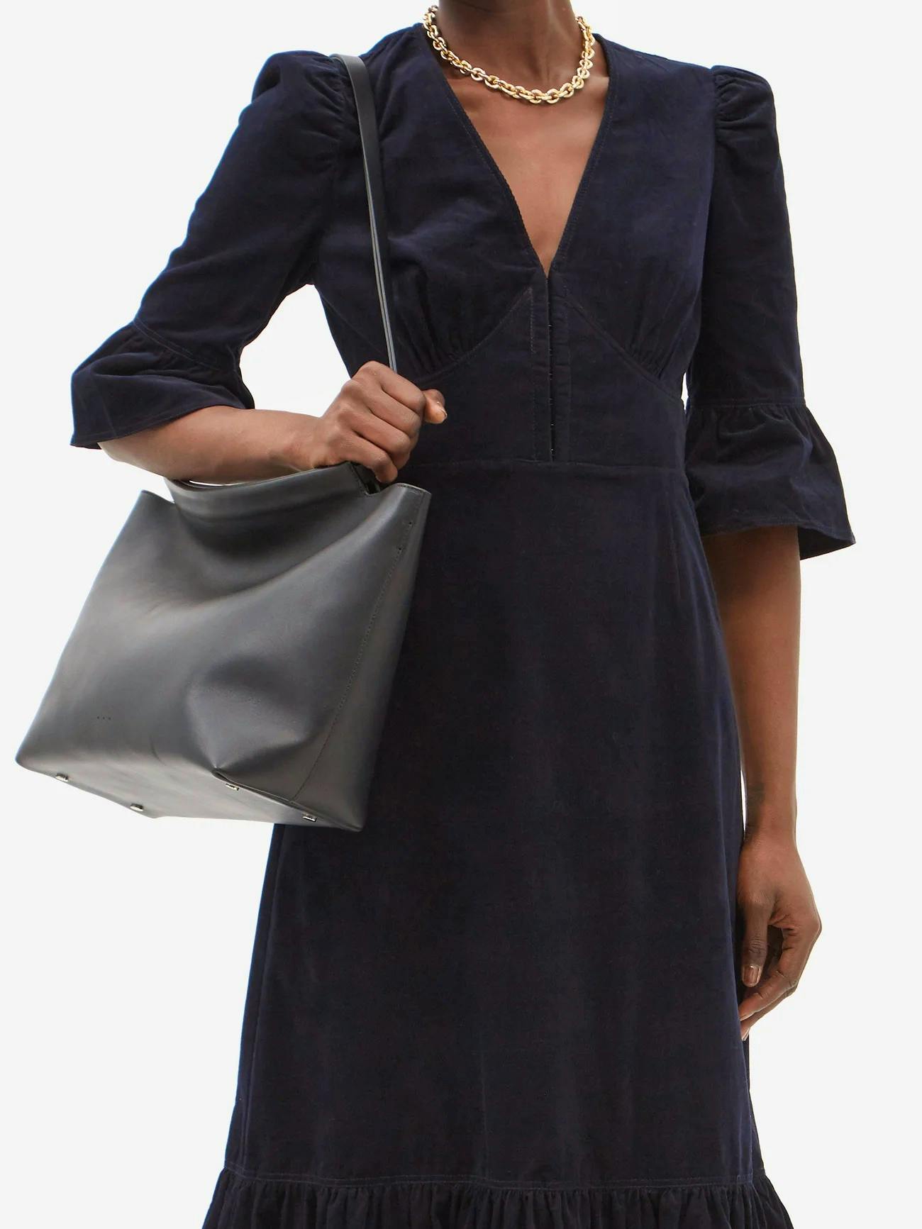 Cefinn Daphne V-Neck Cotton-Needlecord Midi Dress, NOW £188