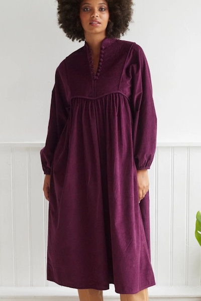 Dilli Grey Neetu Cord Dress In Cassis, £139