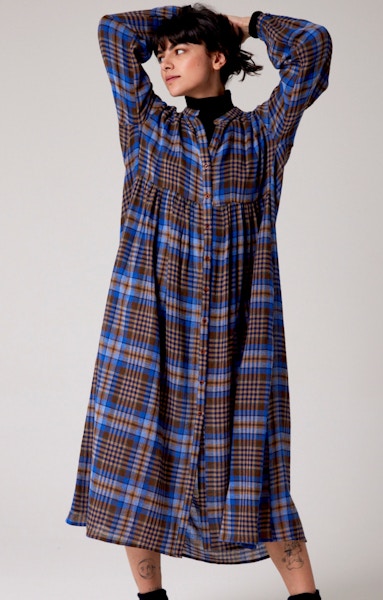 Sacrecoeur Miucha Checked Woollen Dress Blue, £161