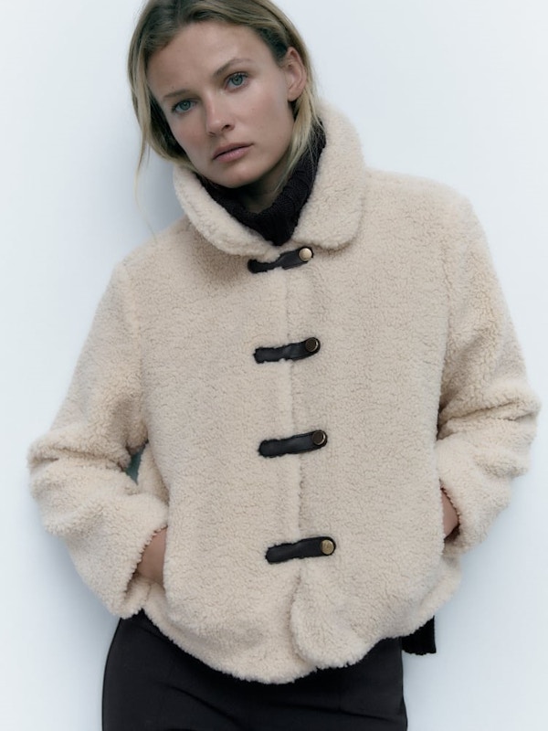 Zara Faux Shearling Cropped Jacket, £49.99
