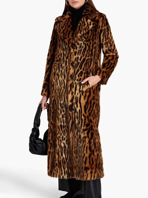 Stand Studio Kylie Leopard-Print Faux Fur Coat, NOW £306