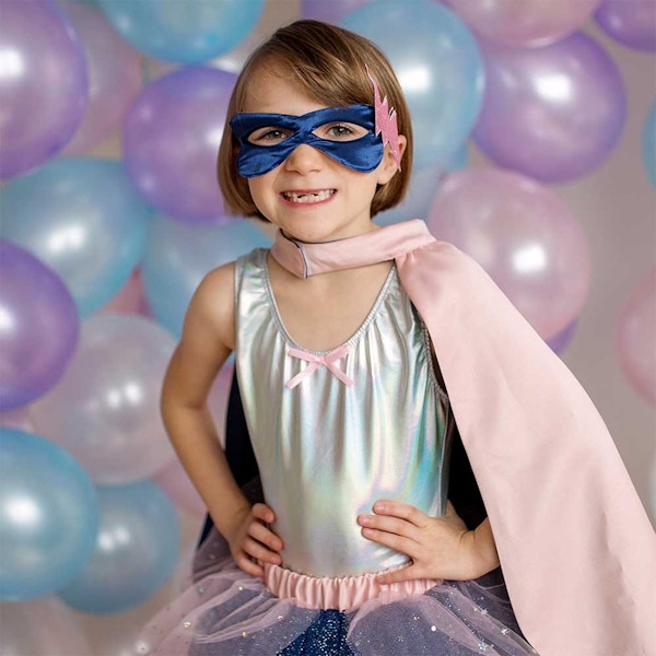 Party Pieces Super Hero Tutu, Cape and Mask Set in Pink and Navy, now £24.99