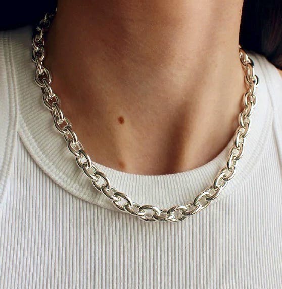 Haus Of Deck Sterling Silver Plated Chunky Chain Necklace, £46