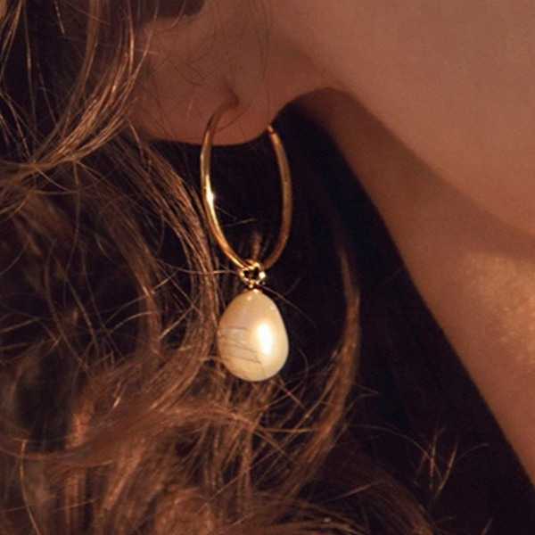 Atelier 18 20mm Golden Hoops With Baroque Pearls, £55