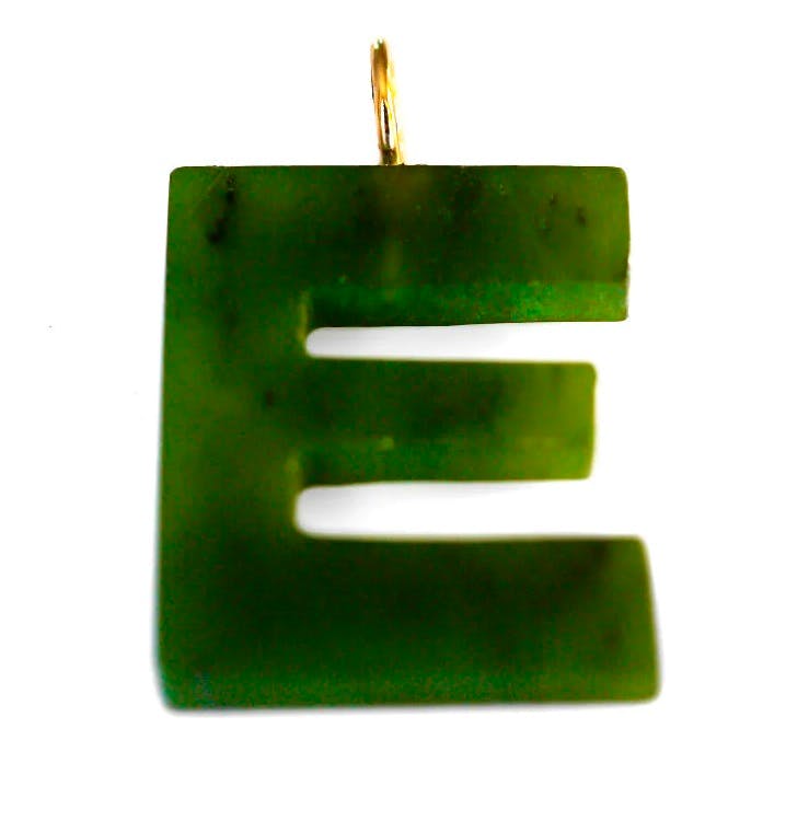 Baroque Rocks Gold & Green Jade Initial Pendant, £140