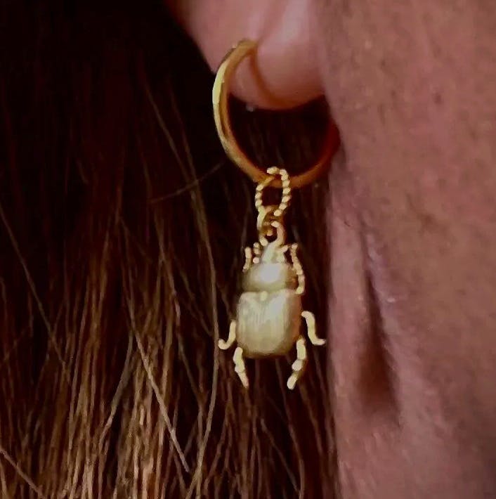 Handley Green Jewellery Gold Beetle Hoops, £25