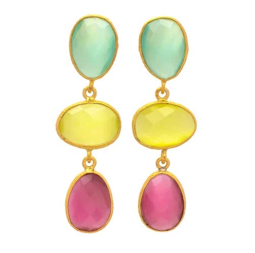 Olly M Jewellery Rainbow Classic Triple Drop Earrings, £75