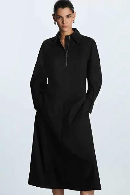 Half Zip Poplin Midi Dress £79