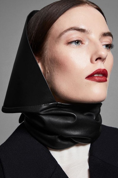 The Leather Peaked Scarf Hat £150