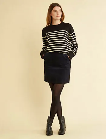 Cord Midi A-Line Skirt