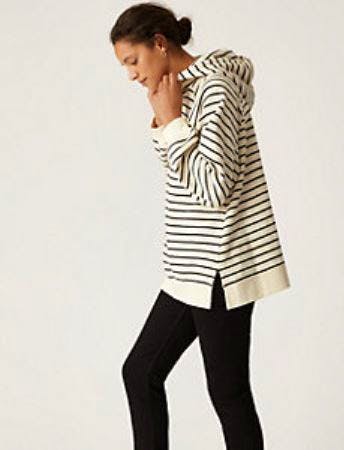 Pure Cotton Striped Longline Hoodie £29.50