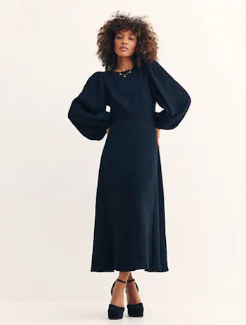 Blouson Sleeve Midi Dress