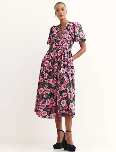 Pure Cotton Floral V-Neck Midi Dress £75