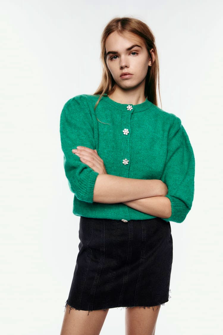 Knit Cardigan With Rhinestone Buttons £32.99