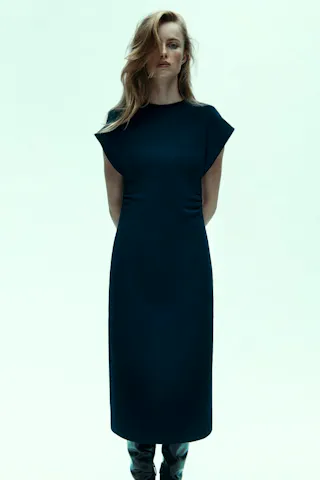 Midi Dress With Gathered Detail