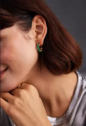 Green Crystal Hoop Earrings