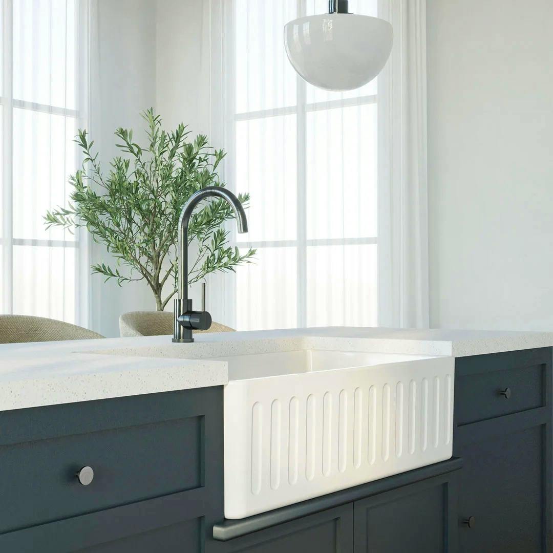 ABI Interiors Henley Single Fluted Farmhouse Sink, £494.99