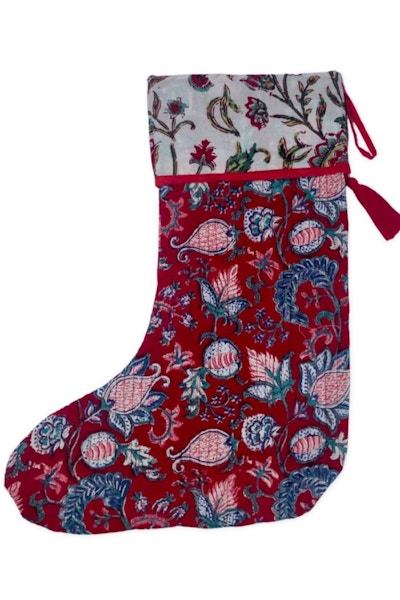 Koisi Red & White Floral Christmas Stocking, £35