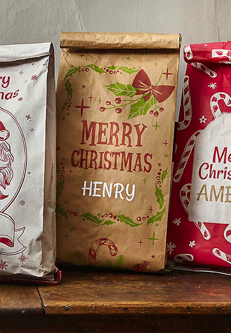 Thie Workshop Christmas Foliage Personalised Paper Sack, £9