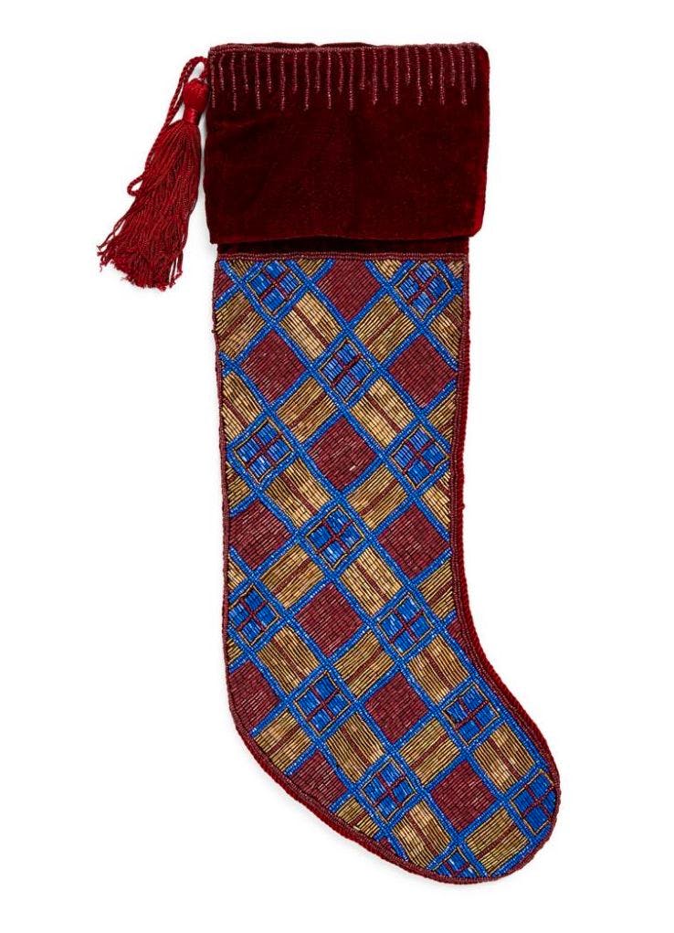 Harrods Hand Beaded Tartan Stocking, £100