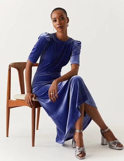 Marks & Spencer Velvet Puff Sleeve Midi Dress, £45