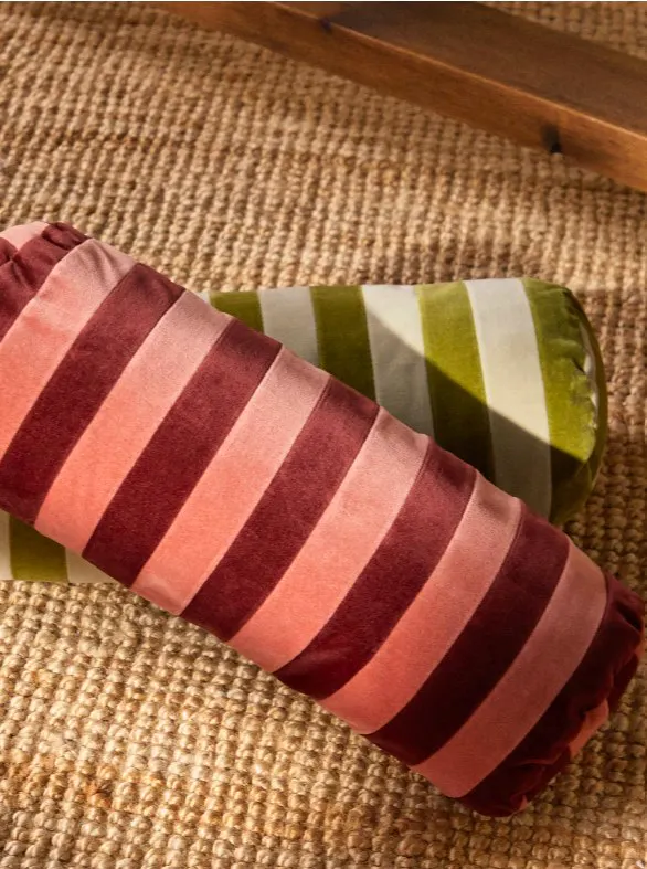 Christina Lundsteen Striped Velvet Bolster Cushion, £90