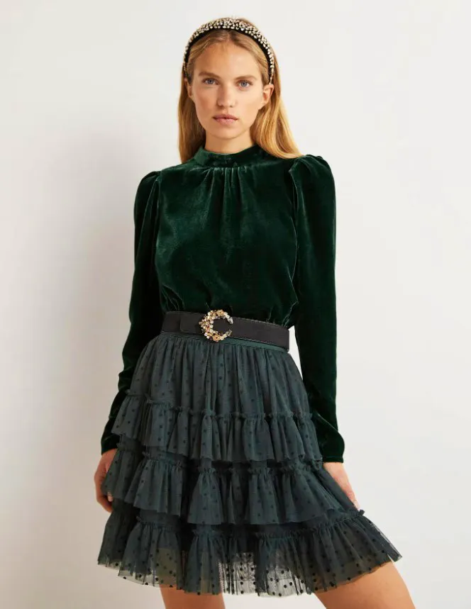 Boden Mutton Sleeve Velvet Top, £85
