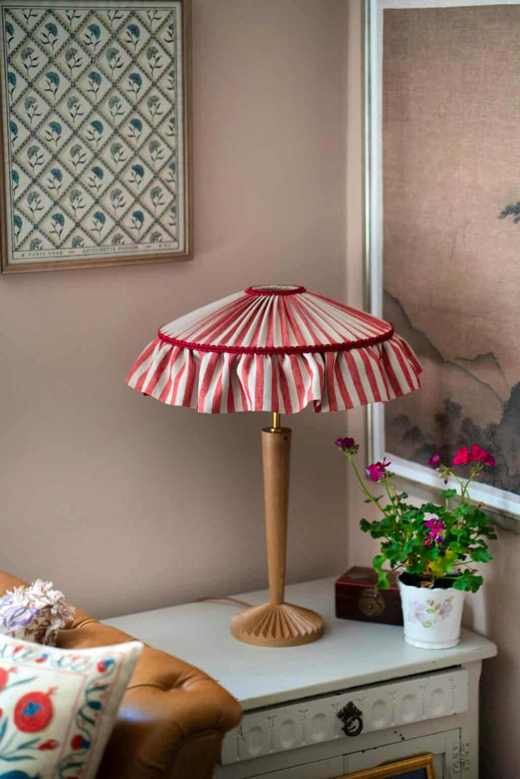 Beauvamp Red & Beige Tent Stripe Tiffany Ruffle, £295