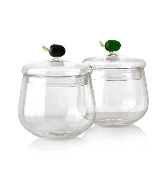 Summerill & Bishop Glass Jam Jar With Green Olive Lid, £75