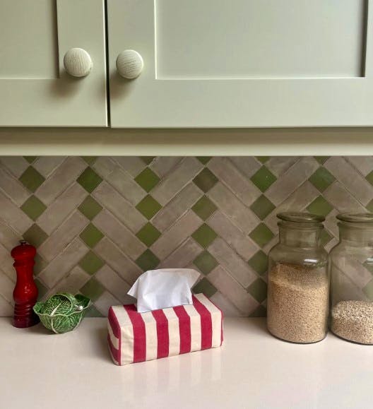 Alice Palmer Tangier Red Stripe Tissue Box Cover, £35
