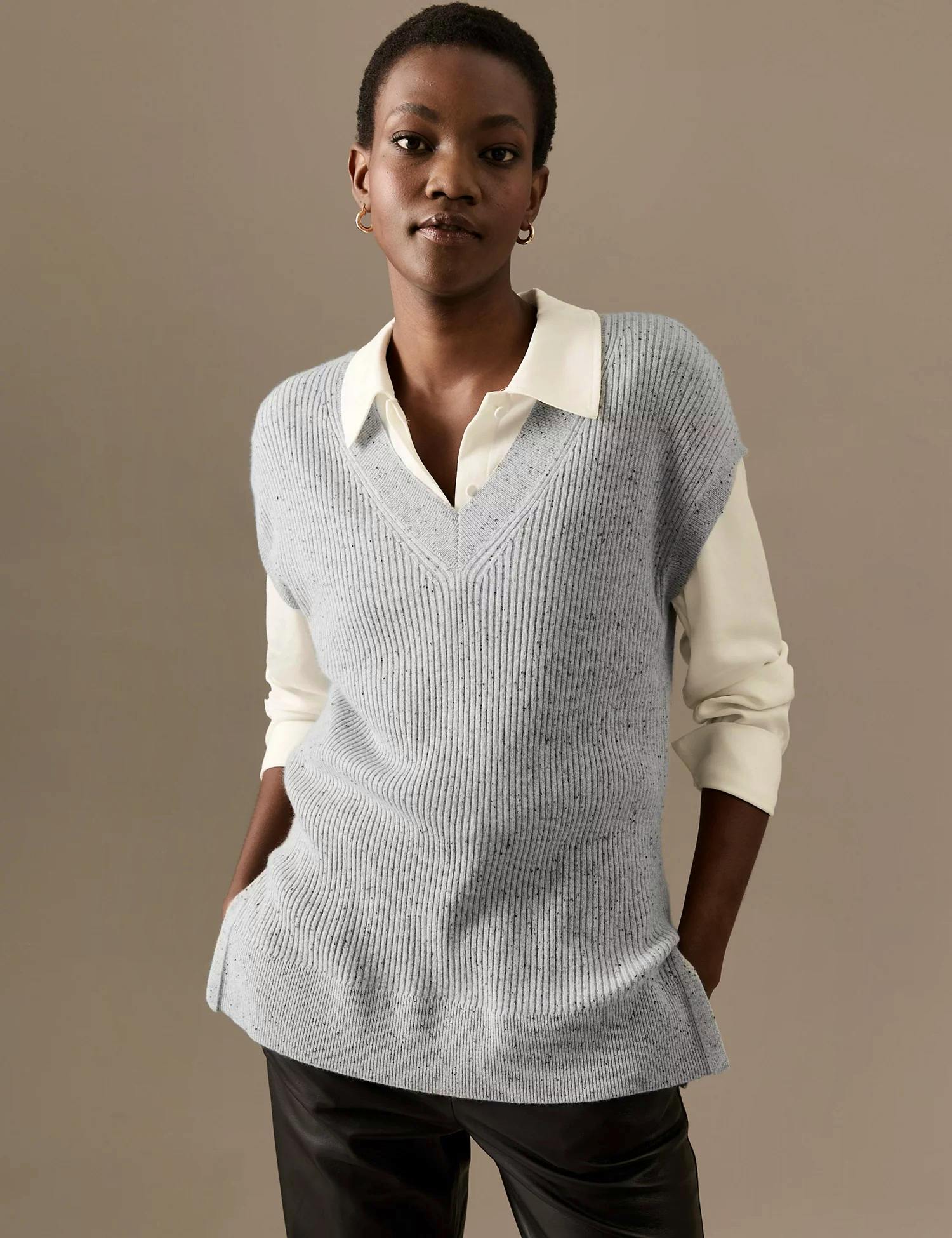 Pure Cashmere Ribbed V-Neck Knitted Vest £79