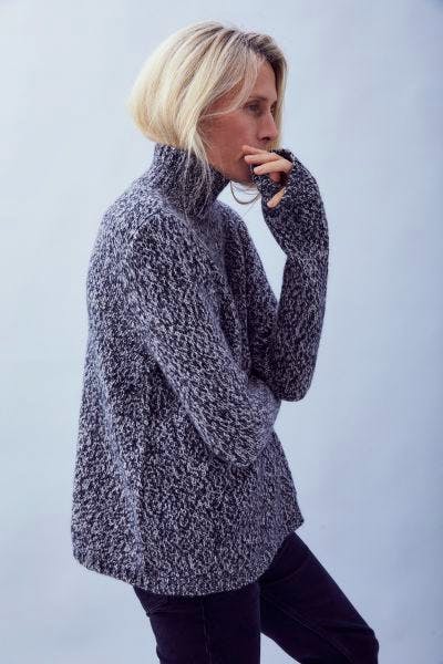 Roll Neck Sweater In Speckled Black £189