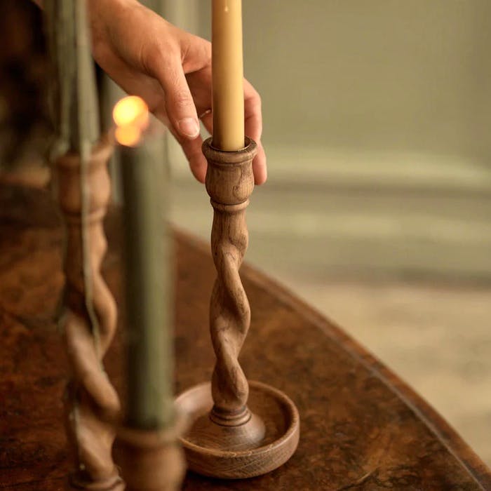 Rowen & Wren Albert Turned Oak Candlestick, £48