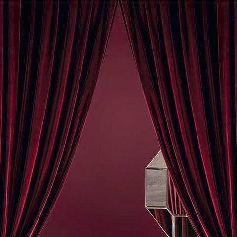 Voila Voile Premium Roses and Wine Burgundy Red Velvet Curtain, from £121.78