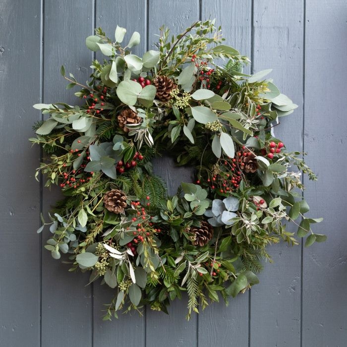 The Real Flower Co Berry and Herb Eco-Friendly Moss Door Wreath, from £95