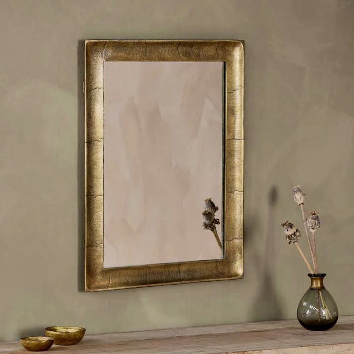 Nkuku Yadur Rectangular Mirror – Antique Brass – Small, £150