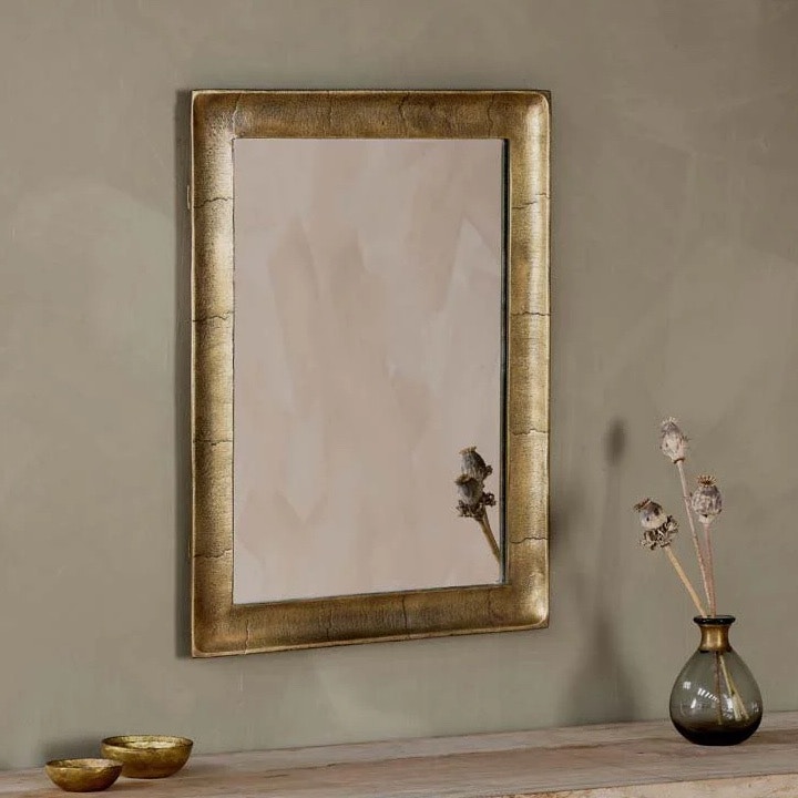 Nkuku Yadur Rectangular Mirror – Antique Brass – Small, £150