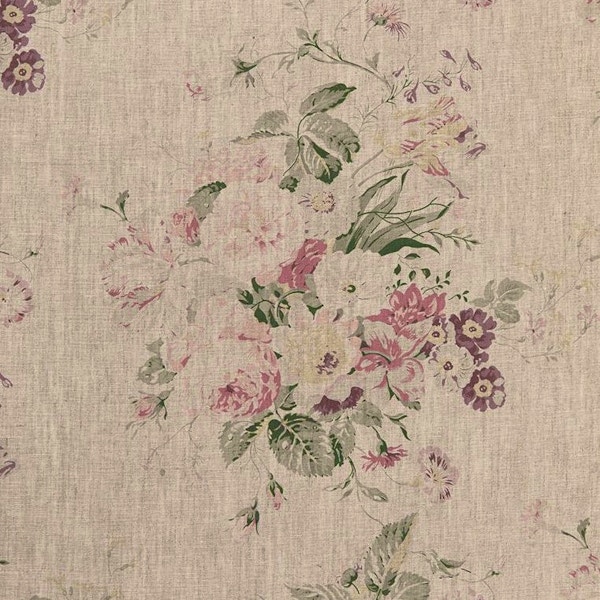Cabbages & Roses Constance Multi On Natural Linen, Sample, £1.50