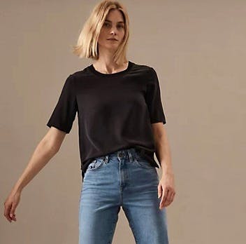 M&S Pure Silk Relaxed Short Sleeve T Shirt, £55