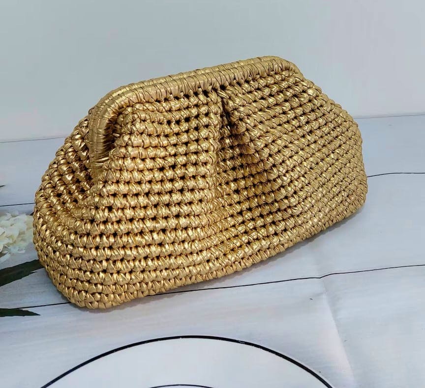 Etsy Woven Metallic Gold Clutch, £134.58