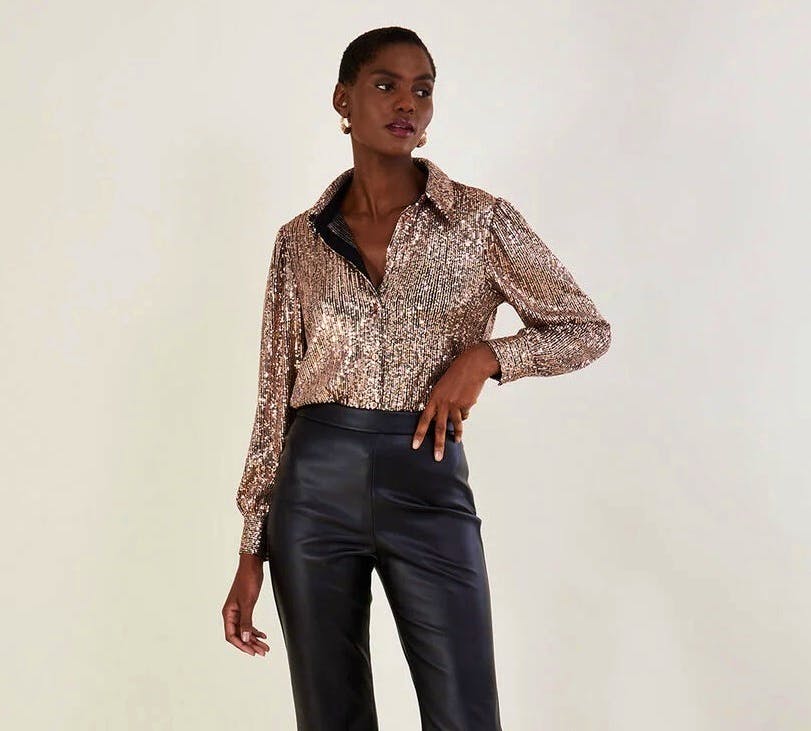 Monsoon Megan Sequin Gold Shirt, £65
